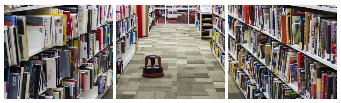 Triptych of a library